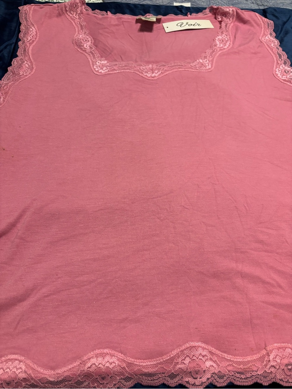 NWT Voir Collection Plus Size 3X Lace Trim Tank Top - Mauve Pink - Brand New!